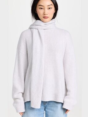 Favorite Daughter Jamie Scarf-Turtleneck Sweater in Light Lavender